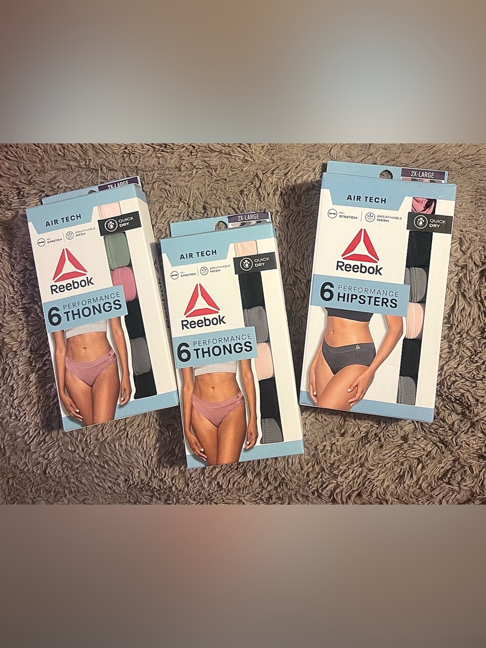 Women’s Reebok Hipsters (6 pairs) & Thongs (12 pairs) ~ 2X